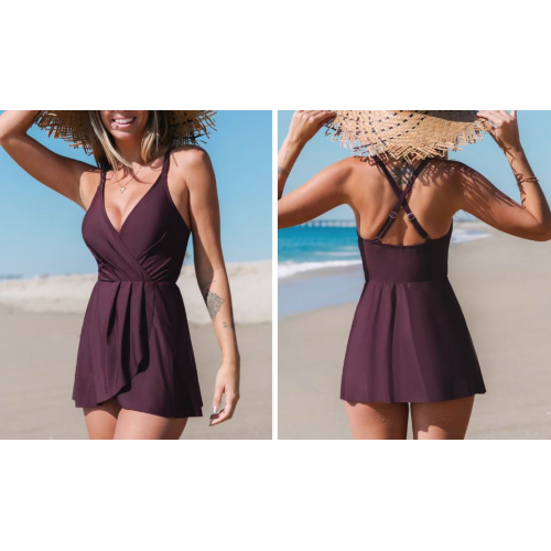 Купальник слитный, с юбкой