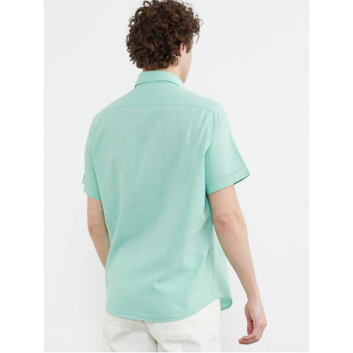 Летняя рубашка с коротким рукавом и карманом - Мятная