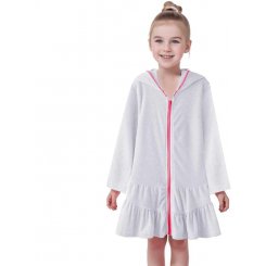 Детская пляжная накидка из хлопкового трикотажа с капюшоном и молнией