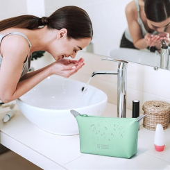 Универсальная косметичка-органайзер в стильных конфетных оттенках, 22×20 см, зеленая 