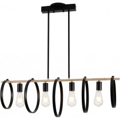 Люстра из дерева и черного металла