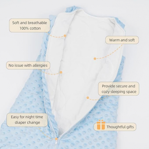 Детский зимний спальный мешок из органического хлопка, 2.5 TOG, голубой