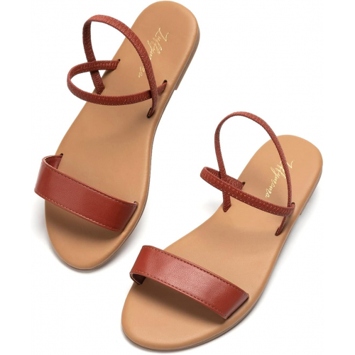 Женские сандалии с ремешком на щиколотке и эластичной плоской подошвой