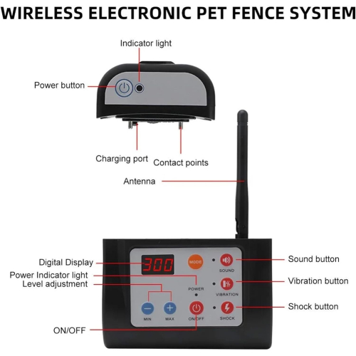 Беспроводная электронная система дрессировки и ограждения для собак 2 в 1 с пультом управления