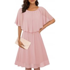 Элегантное платье с оборками и шифоновым накидом для вечеринок и торжеств