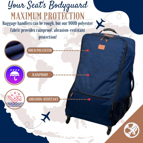 Сумка для автомобильного сиденья с колесами для путешествий с детьми