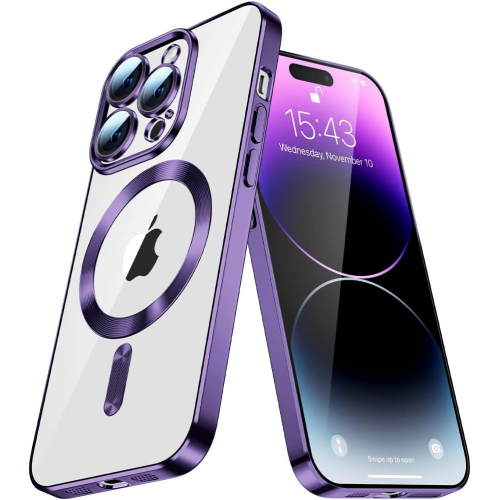 Прозрачный чехол для iPhone 11, TPU с защитой камеры, совместим с MagSafe, цветной кант