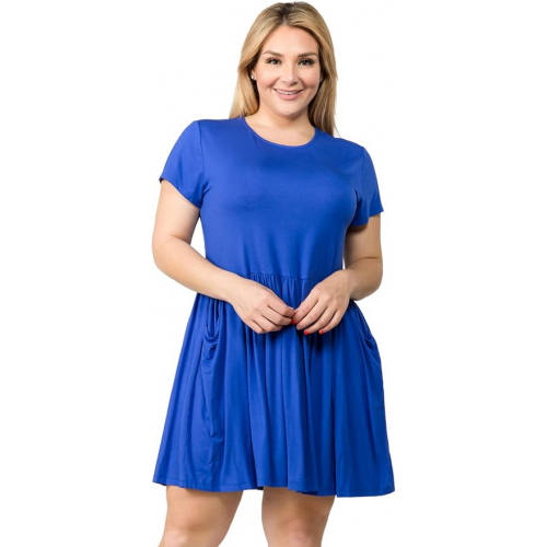 Женское повседневное платье-футболка мини с короткими рукавами и карманами