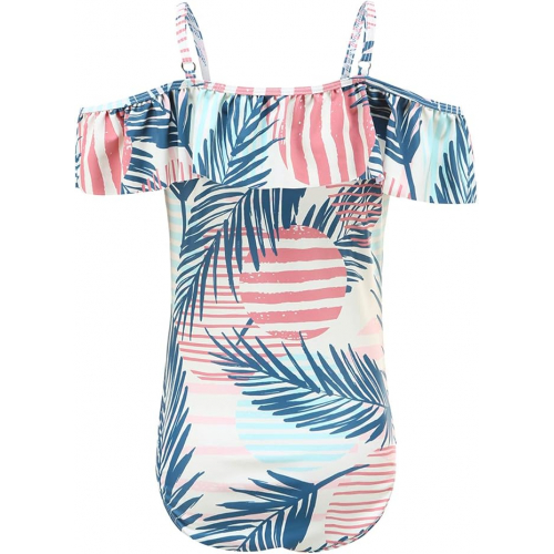 Купальник для девочек с двумя бретельками и ярким цветочным узором