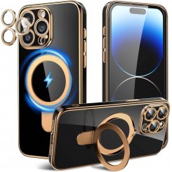 Магнитный чехол с подставкой для iPhone 15 Pro, с защитой камеры и поддержкой MagSafe