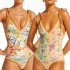 Винтажный двусторонний слитный купальник с цветочным принтом, регулируемыми бретелями, моделирующий живот и с квадратным вырезом для элегантного и скромного пляжного образа.