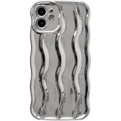 Чехол для iPhone 12 с мягкой рамкой и узором «Серебристая водная рябь»  