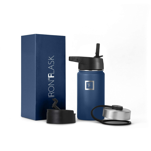 Термобутылка Iron Flask из нержавеющей стали с тремя крышками, объём — 414 мл
