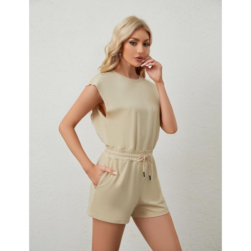 Женский лёгкий комбинезон с открытой спиной и регулируемой талией