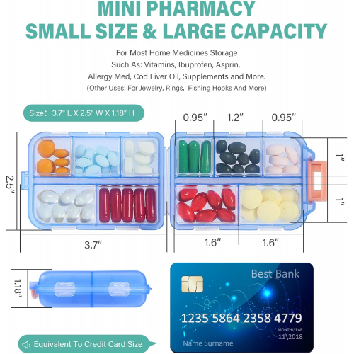 Компактный органайзер для таблеток на 10 отделений — прочный, безопасный и удобный в дороге