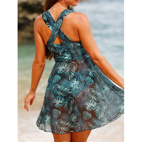 Элегантный купальник с контролем живота и фиксированными перекрестными бретелями