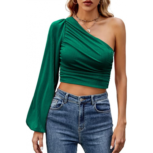 Сатиновый топ, зеленый