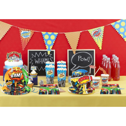 Набор посуды и салфеток для вечеринки "Город супергероев", 10 персон