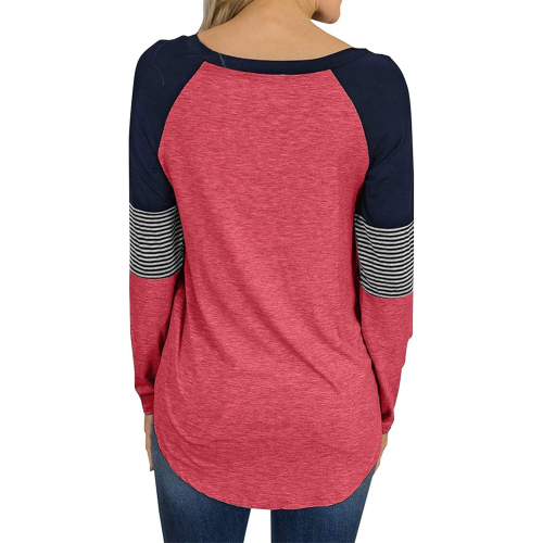 Женская цветная туника с круглым вырезом и длинными рукавами