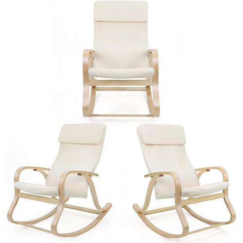 Кресло-качалка Songmex Comfort из березовой древесины с сиденьем из 100% хлопка 