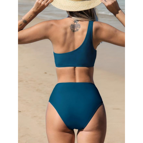 Купальник с завязкой на одно плечо и высокой талией