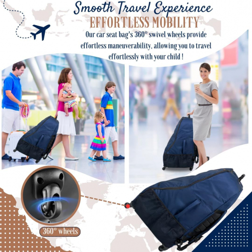 Сумка для автомобильного сиденья с колесами для путешествий с детьми