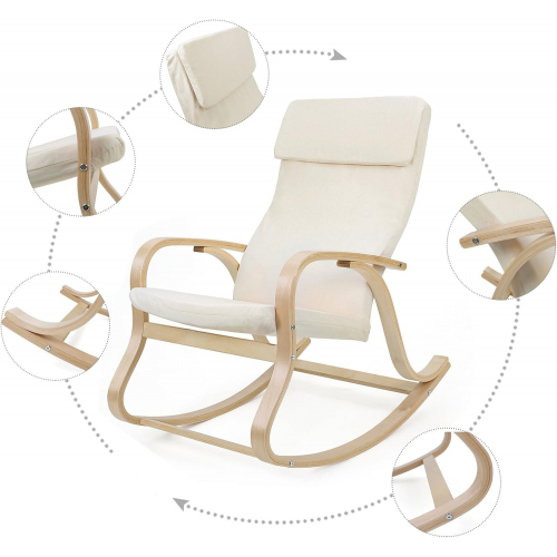 Кресло-качалка Songmex Comfort из березовой древесины с сиденьем из 100% хлопка 
