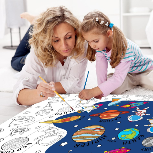 Огромный раскраски постер «Космос» для детей, настольная раскраска, активити-бумага, художественные поделки, для класса, дома, в подарок, для дня рождения, вечеринок и украшений.