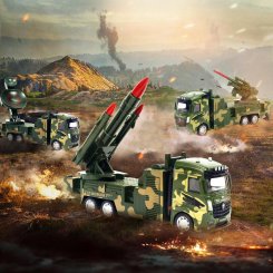 Набор из 3 металлических военных машин: пусковая установка, радиолокационная машина и зенитная установка, инерционные, с подвижными частями, для мальчиков от 3 лет