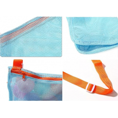 Сетчатая пляжная сумка с регулируемыми лямками — складная, лёгкая и быстросохнущая, универсальный аксессуар для отдыха (голубая)