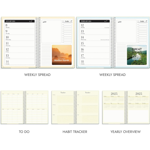 Планер на 2024 год A5 с фокусом на будущее и климат — вдохновляющий ежедневник для организации жизни