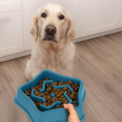 Миска для собак с антипоглощением 5 см x 22 см x 22 см, синяя