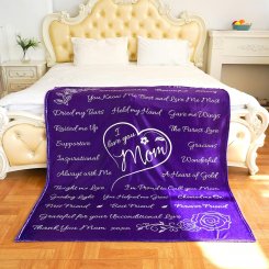 Персонализированный плед с надписью «I Love You Mom» — мягкий флисовый плед для мамы, универсальный подарок, уютный и лёгкий