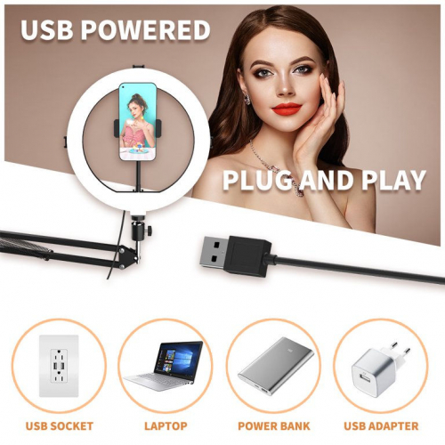 Подставка для веб-камеры SIGSIT с кольцевой подсветкой и зажимом для телефона