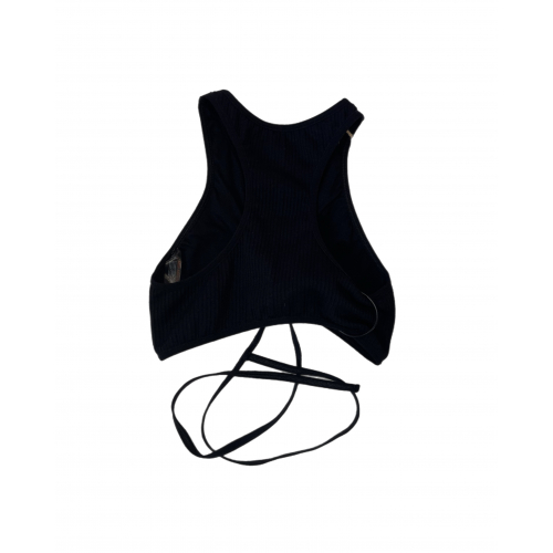 Черный трикотажный укороченный топ, ребристый