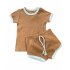 Комплект майка в рубчик и шортики нежно-коричневого цвета