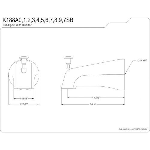 5-дюймовый излив для ванны с переключателем
