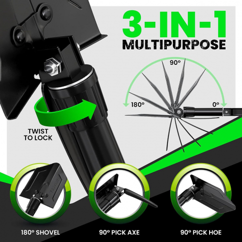 Складная лопата для выживания Rhino USA с киркой