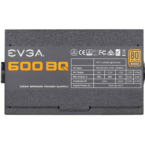 EVGA 110-BQ-0600-K1 600 BQ, 80+ Bronze 600 Вт, полумодульный вентилятор FDB