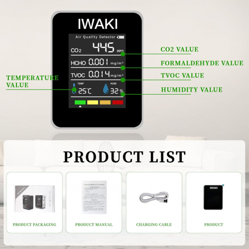 Портативный монитор качества воздуха Iwaki 5-в-1
