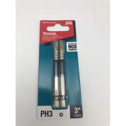 Makita E-01155 Impact XPS #3 Phillips Power Bit, 3 дюйма, 2 шт./уп.