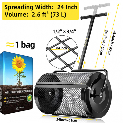 Ezzdoo new design разбрасыватель компоста и торфяного мха для лужайки и сада
