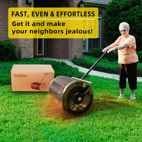 Ezzdoo new design разбрасыватель компоста и торфяного мха для лужайки и сада