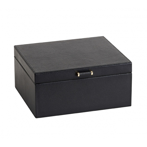 Pottery Barn Кожаная шкатулка Quinn среднего размера с тиснением под фольгу