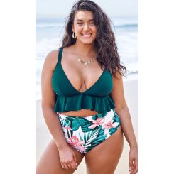 Купальник-бикини Cupshe Green с цветочным принтом