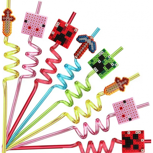 Пиксельные соломинки многоразовые 