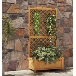 Деревянная грядка с решёткой для вьющихся растений из натуральной пихты
