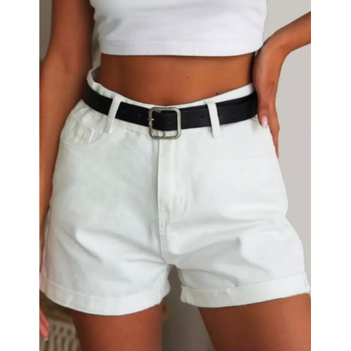Белые джинсовые шорты с высокой талией