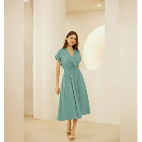 Летнее платье миди с V-образным вырезом Grace Karin, зеленое