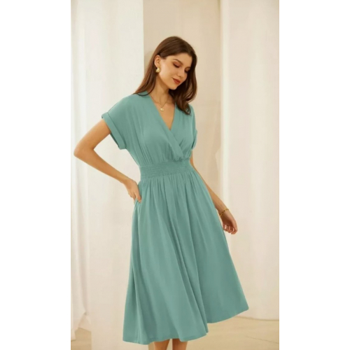 Летнее платье миди с V-образным вырезом Grace Karin, зеленое